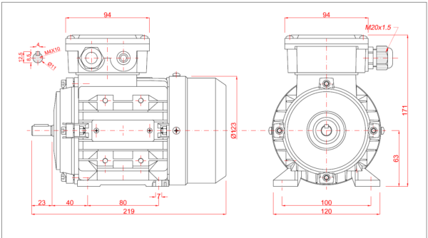 Dimensiune motor 63B3 1