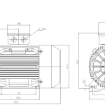 Dimensiuni Motor electric trifazat 45kw 3000rpm 225 B3