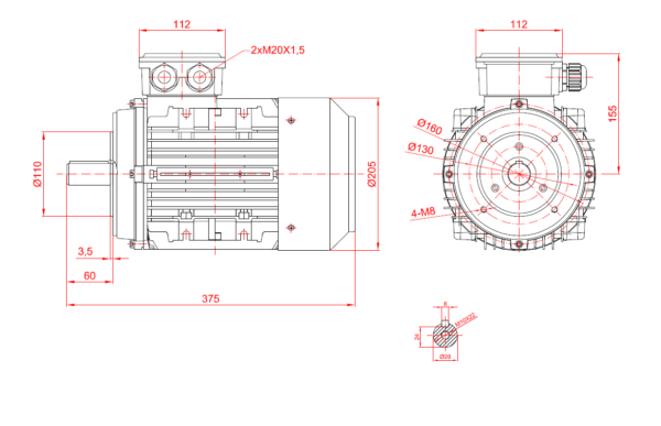 Dimensiuni motor 100B14 1