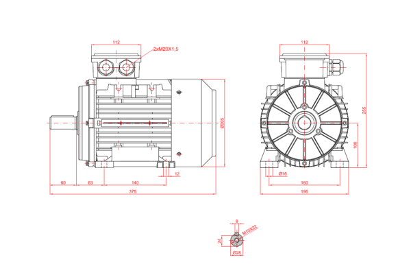 Dimensiuni motor 100B3 1