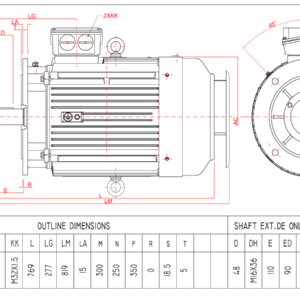 Dimensiuni motor 180B5 2