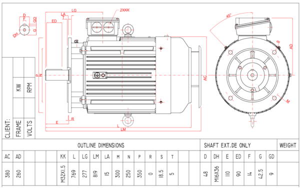 Dimensiuni motor 180B5 2