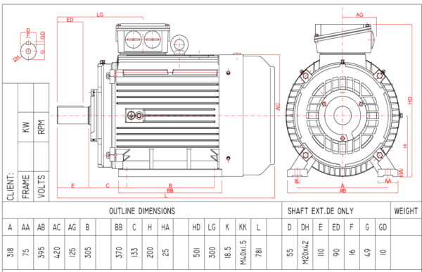 Dimensiuni motor 200B3 2