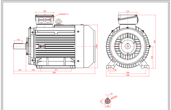 Dimensiuni motor 225B3