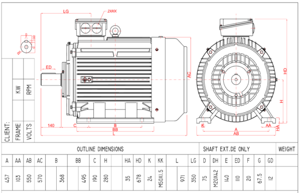 Dimensiuni motor 280B3