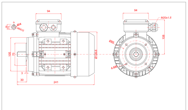 Dimensiuni motor 71B14 2