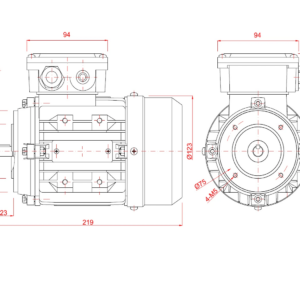 Dimensiuni motor electric trifazat 0.12kW 1400rpm Ax 11mm IEC 63 B14