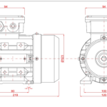 Dimensiuni motor electric trifazat 0.18kW 1400rpm Ax 11mm IEC 63 B3