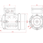 Dimensiuni motor electric trifazat 0.18kW 3000rpm Ax 11mm IEC 63 B14