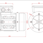 Dimensiuni motor electric trifazat 0.18kW 3000rpm Ax 11mm IEC 63 B5