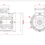 Dimensiuni motor electric trifazat 0.37kW 3000rpm Ax 14mm IEC 71 B14