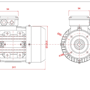 Dimensiuni motor electric trifazat 0.37kW 3000rpm Ax 14mm IEC 71 B14