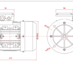 Dimensiuni motor electric trifazat 0.55kW 3000rpm Ax 14mm IEC 71 B5