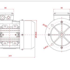 Dimensiuni motor electric trifazat 0.55kW 3000rpm Ax 14mm IEC 71 B5