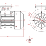 Dimensiuni motor electric trifazat 1.1kW 1400rpm Ax 19mm IEC 80 B5