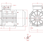 Dimensiuni motor electric trifazat 1.1kW 1400rpm Ax 24mm IEC 90 B3
