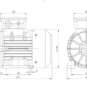 Dimensiuni motor electric trifazat 1.1kW 3000rpm Ax 19mm IEC 80 B3