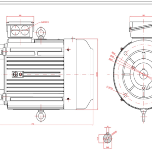 Dimensiuni motor electric trifazat 18.5kW 3000rpm Ax 42mm IEC 160 B5