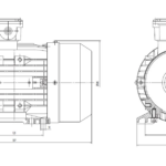 Dimensiuni motor electric trifazat 2.2kW 1400rpm Ax 24mm IEC 90 B3