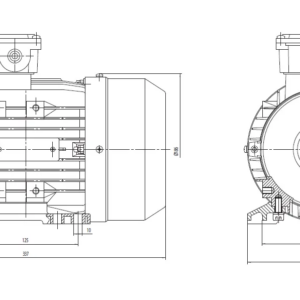 Dimensiuni motor electric trifazat 2.2kW 1400rpm Ax 24mm IEC 90 B3