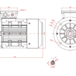 Dimensiuni motor electric trifazat 2.2kW 3000rpm Ax 24mm IEC 90 B5
