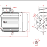 Dimensiuni motor electric trifazat 30kW 1400rpm Ax 55mm IEC 200 B5