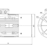 Dimensiuni motor electric trifazat 30kW 3000rpm Ax 55mm IEC 200 B5