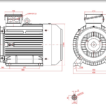 Dimensiuni motor electric trifazat 37kW 1400rpm Ax 60mm IEC 225 B3