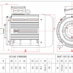 Dimensiuni motor electric trifazat 37kW 3000rpm Ax 55mm IEC 200 B3