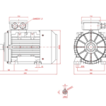 Dimensiuni motor electric trifazat 3kW 3000rpm Ax 28mm IEC 100 B3