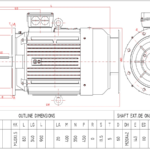 Dimensiuni motor electric trifazat 45kW 1400rpm Ax 60mm IEC 225 B5