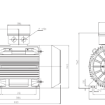 Dimensiuni motor electric trifazat 45kW 3000rpm Ax 55mm IEC 225 B5