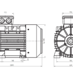 Dimensiuni motor electric trifazat 4kW 3000rpm Ax 28mm IEC 112 B3