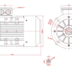 Dimensiuni motor electric trifazat 4kW 3000rpm Ax 28mm IEC 112 B5