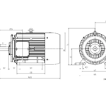 Dimensiuni motor electric trifazat 55kW 1400rpm Ax 65mm IEC 250 B3