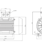 Dimensiuni motor electric trifazat 55kW 3000rpm Ax 60mm IEC 250 B3