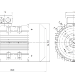Dimensiuni motor electric trifazat 7.5kW 3000rpm Ax 38mm IEC 132 B14