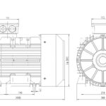 Dimensiuni motor electric trifazat 7.5kW 3000rpm Ax 38mm IEC 132 B3