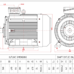 Dimensiuni motor electric trifazat 75kW 1400rpm Ax 75mm IEC 280 B3