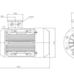 Dimensiuni motor electric trifazat 75kW 1400rpm Ax 75mm IEC 280 B5