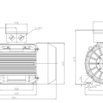 Dimensiuni motor electric trifazat 75kW 3000rpm Ax 65mm IEC 200 B3