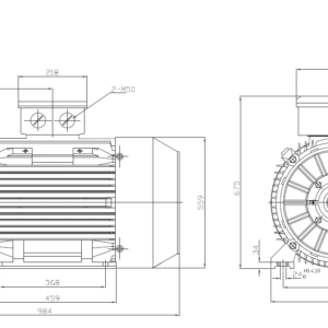 Dimensiuni motor electric trifazat 75kW 3000rpm Ax 65mm IEC 200 B3